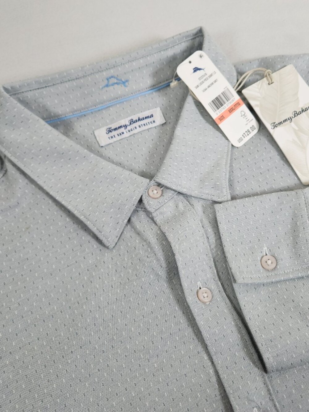 Tommy Bahama San Lucio Stretch Shirt XXX Large 3XL Long Sleeves Island Zone Grey